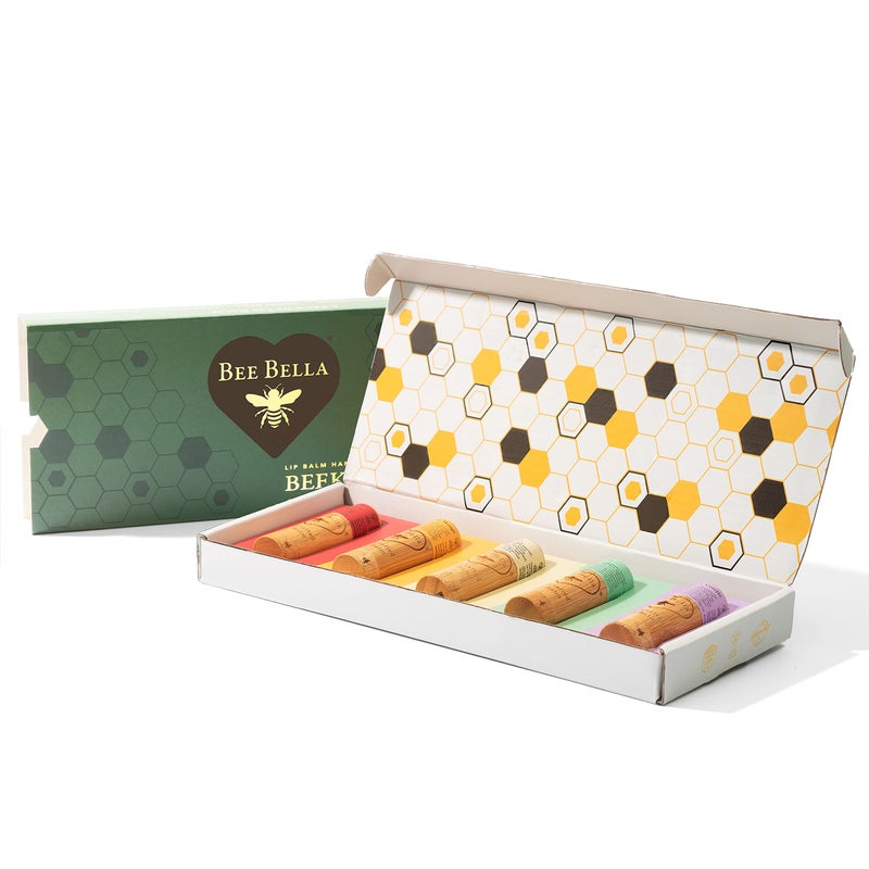 Bee Bella Lip Balm Variety 5 Pack Gift Set, Cherry, Pomegranate Mango, Vanilla Bean, Peppermint, & Lavender Vanilla, Gift, Organic Beeswax with Vitamin E, Handmade in USA - Image 1